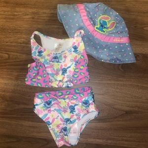 Lilo and stitch toddler bikini with sun hat